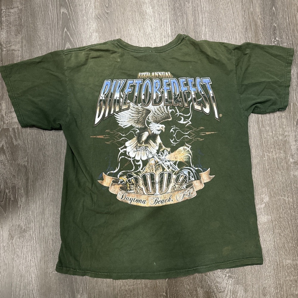 Vtg Y2K Thrashed Eagle Men's T-shirt L Daytona Beach Florida Biketoberfest